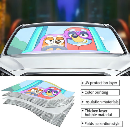 Nice Parking Spot Cool Blue Dog - Personalized Car Sunshade