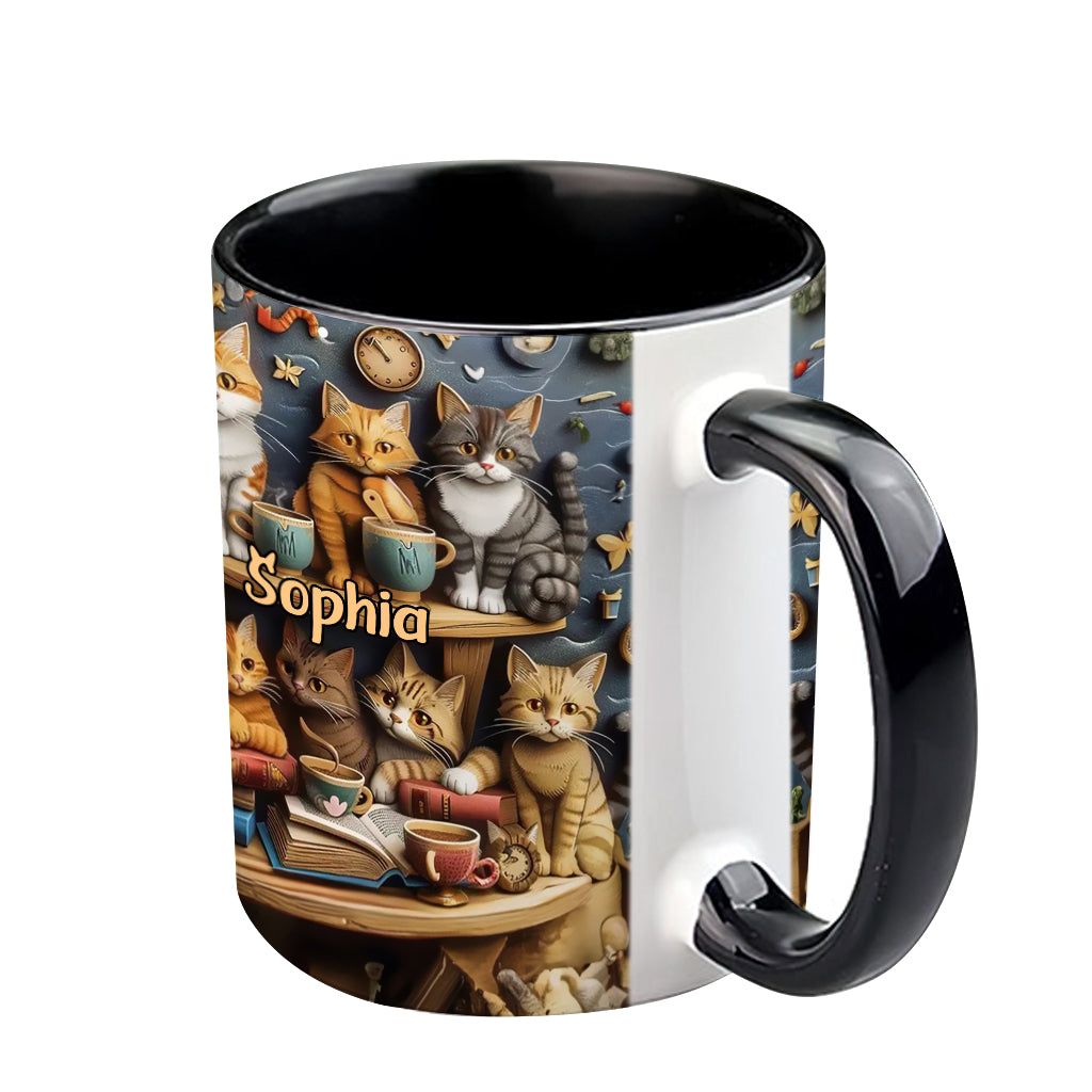 Just Love Cats Vintage Style - Personalized Cat Accent Mug
