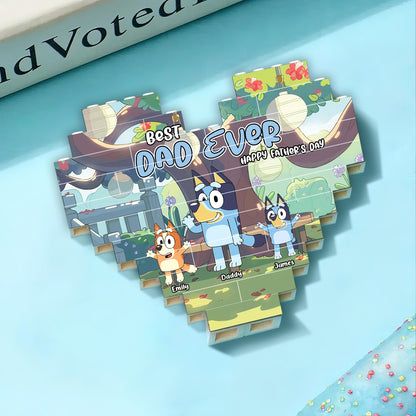 Best Dad Ever - Personalized Father One-sided Heart Building Brick Blocks