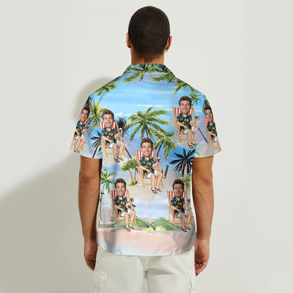 Any Face Palm Tree - Personalized Sea Lover Hawaiian Shirt