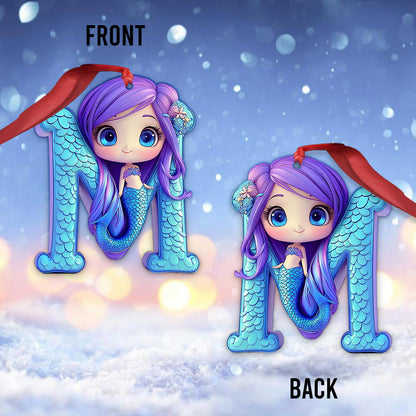 Beautiful Mermaid Letter Ornament - Personalized Kid Ornament