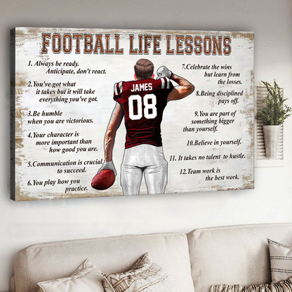 Football Life Lessons - Personalized Football Canvas And Poster