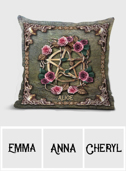 Mystical Witch Ancient Roses - Personalized Witch Throw Pillow