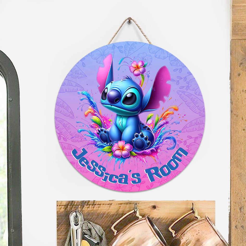 Blue Ohana - Personalized Ohana Round Wood Sign
