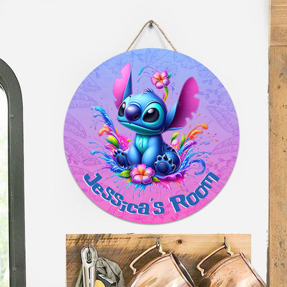 Blue Ohana - Personalized Ohana Round Wood Sign