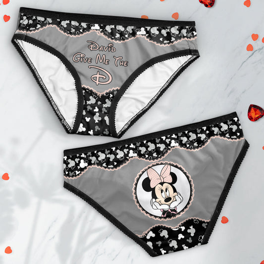 Give Me The D - Personalized Mouse Lace Border Women Briefs
