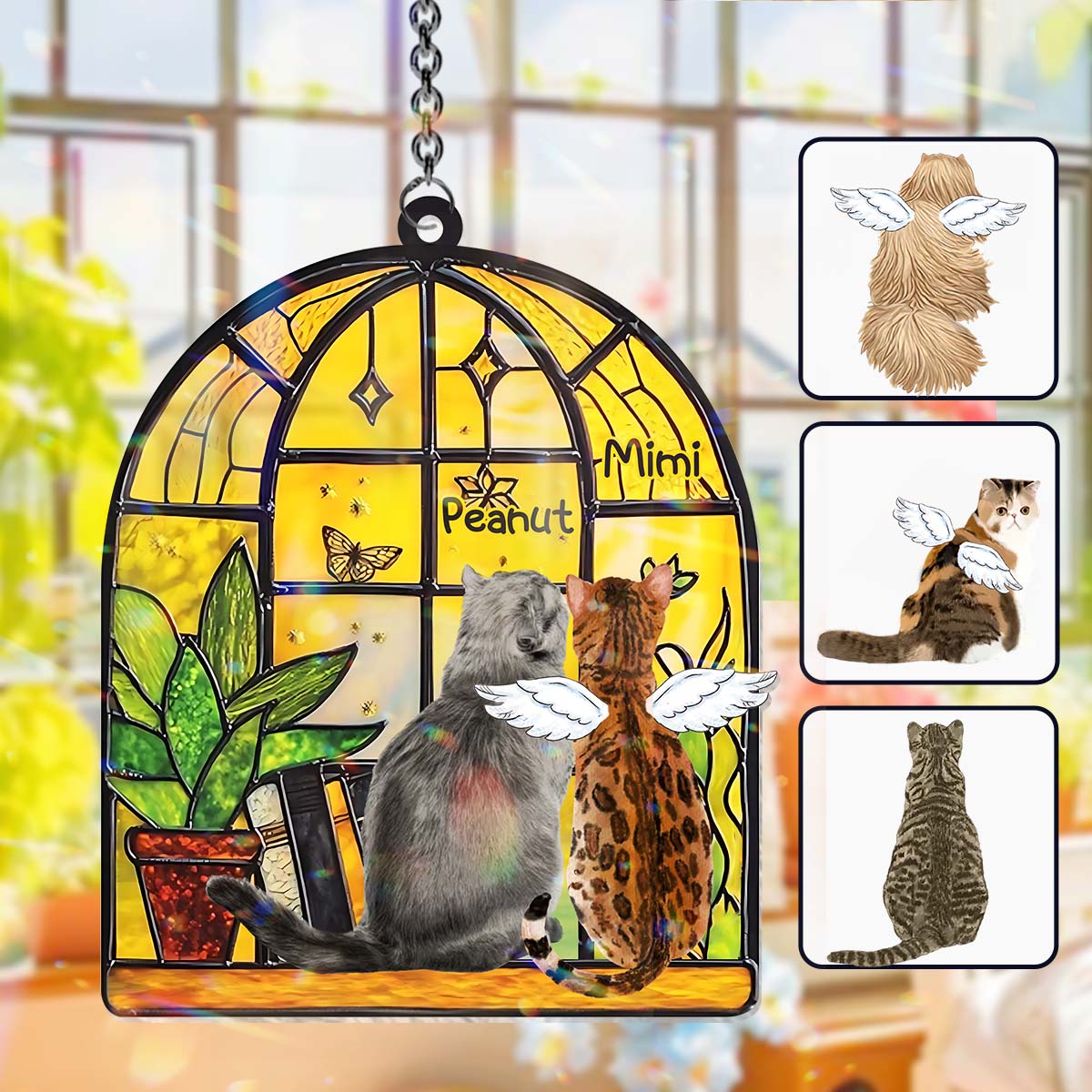 Stunning Cats By The Window - Personalized Cat Window Hanging Suncatcher Ornament