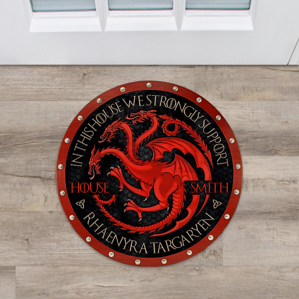 Team Black - Personalized Thrones Game Shaped Doormat
