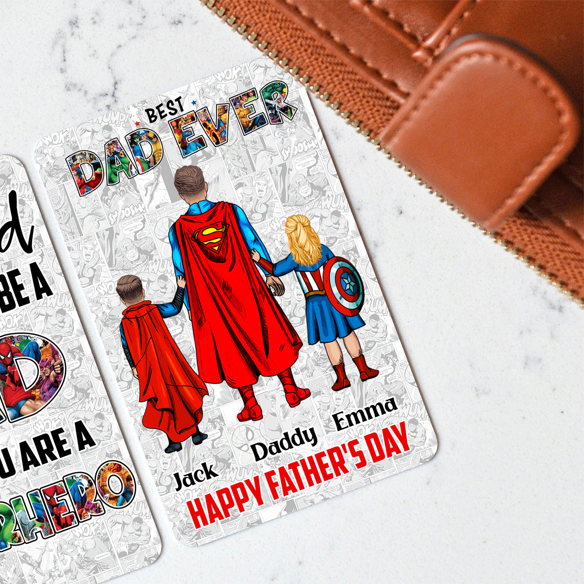 Best Super Dad Ever - Personalized Father Wallet Insert Card