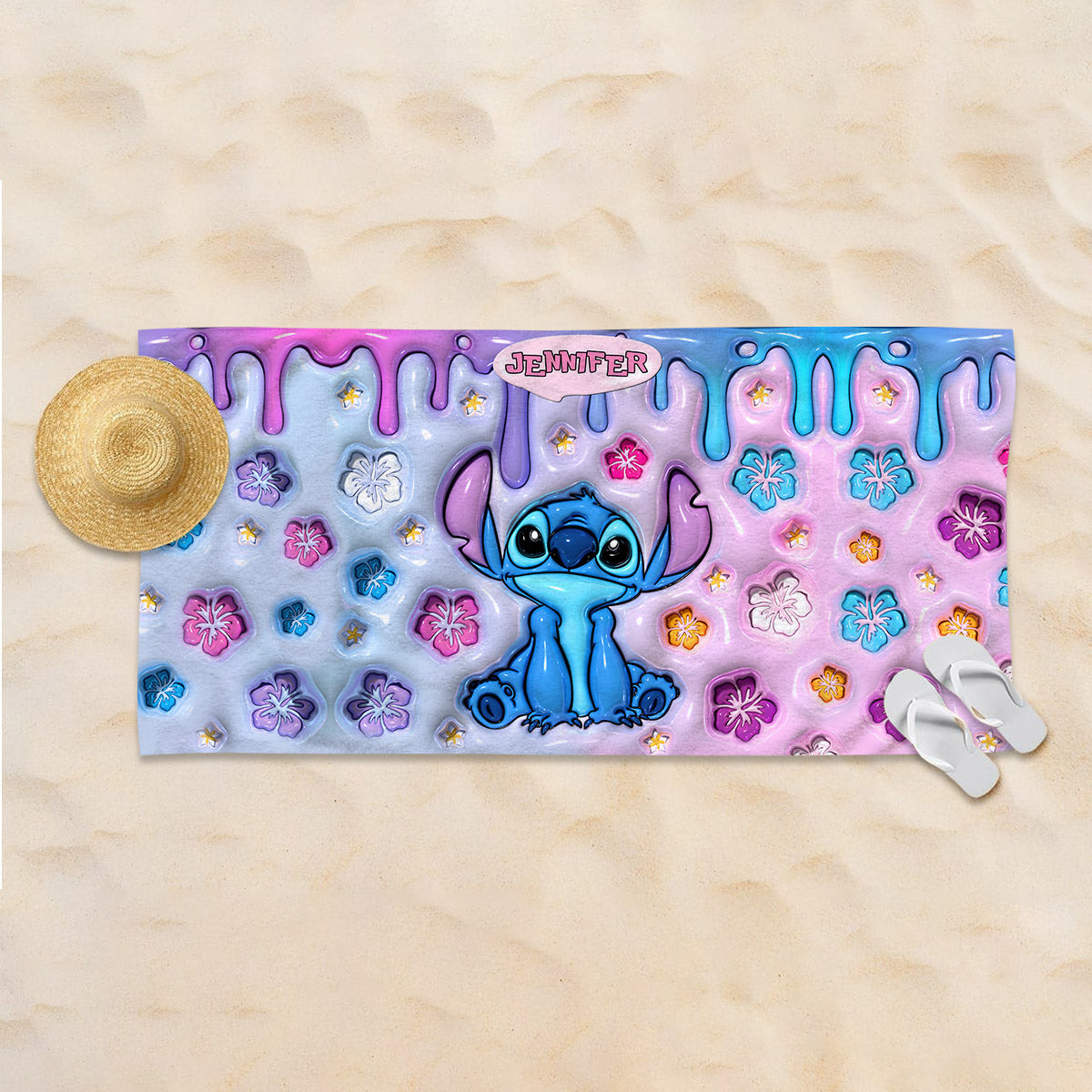Purple Ohana - Personalized Ohana Beach Towel