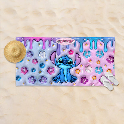 Purple Ohana - Personalized Ohana Beach Towel