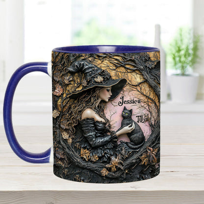 A Witch And Her Black Cat It's A Beautiful Thing - Personalized Witch Accent Mug