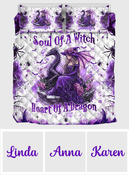 Soul Of A Witch Heart Of A Dragon - Personalized Witch Quilt Set