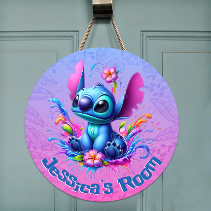 Blue Ohana - Personalized Ohana Round Wood Sign