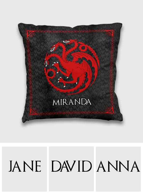 Team Black - Personalized Thrones Game Throw Pillow
