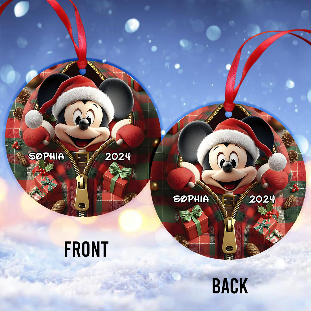 Peeking Santa Claus - Personalized Mouse Ornament