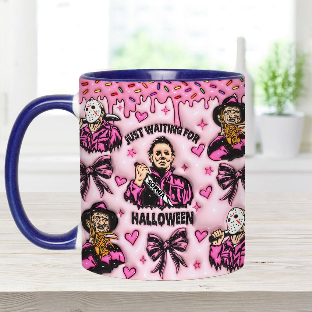 Just Waiting For The Halloween - Personalized Accent Mug