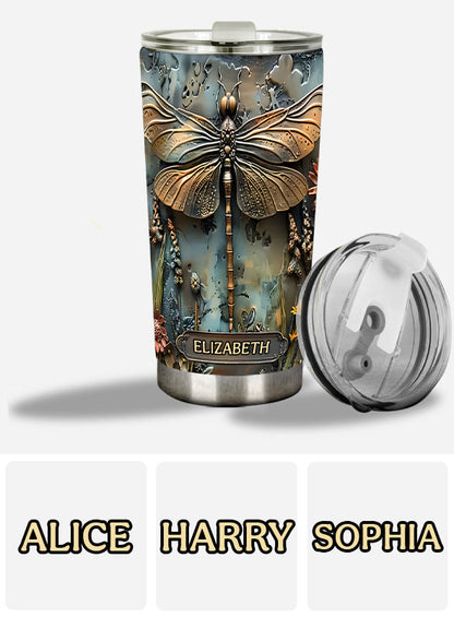 Stunning Dragonfly - Personalized Dragonfly Tumbler