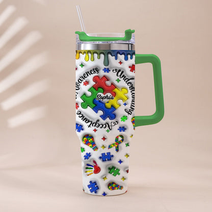 Autism Awareness - Personalized Autism Awareness Tumbler With Handle