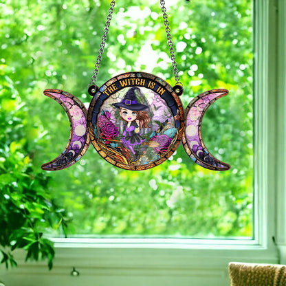 The Witch Is In - Personalized Witch 2 Layered Window Hanging Suncatcher