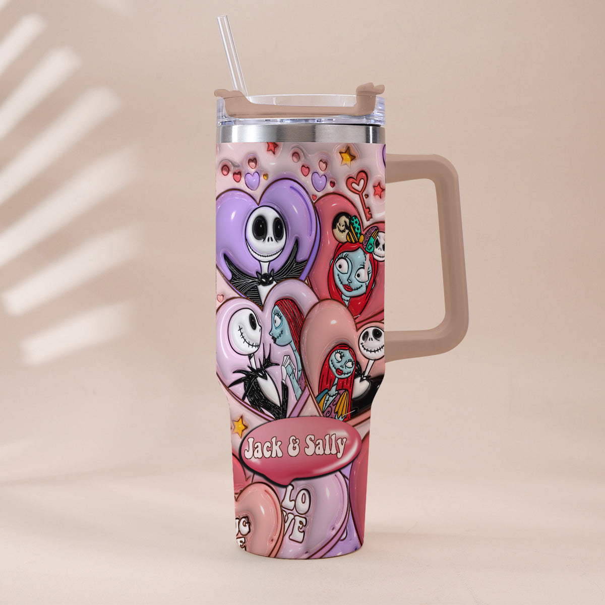 We're Simply Meant To Be Nightmare Couple - Personalized Nightmare Tumbler With Handle