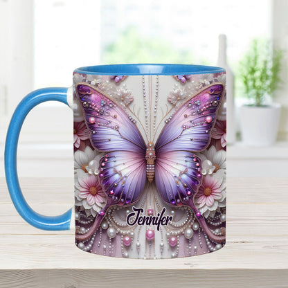 Floral Butterflies - Personalized Butterfly Accent Mug