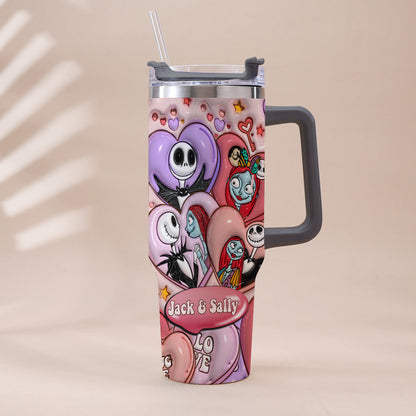 We're Simply Meant To Be Nightmare Couple - Personalized Nightmare Tumbler With Handle