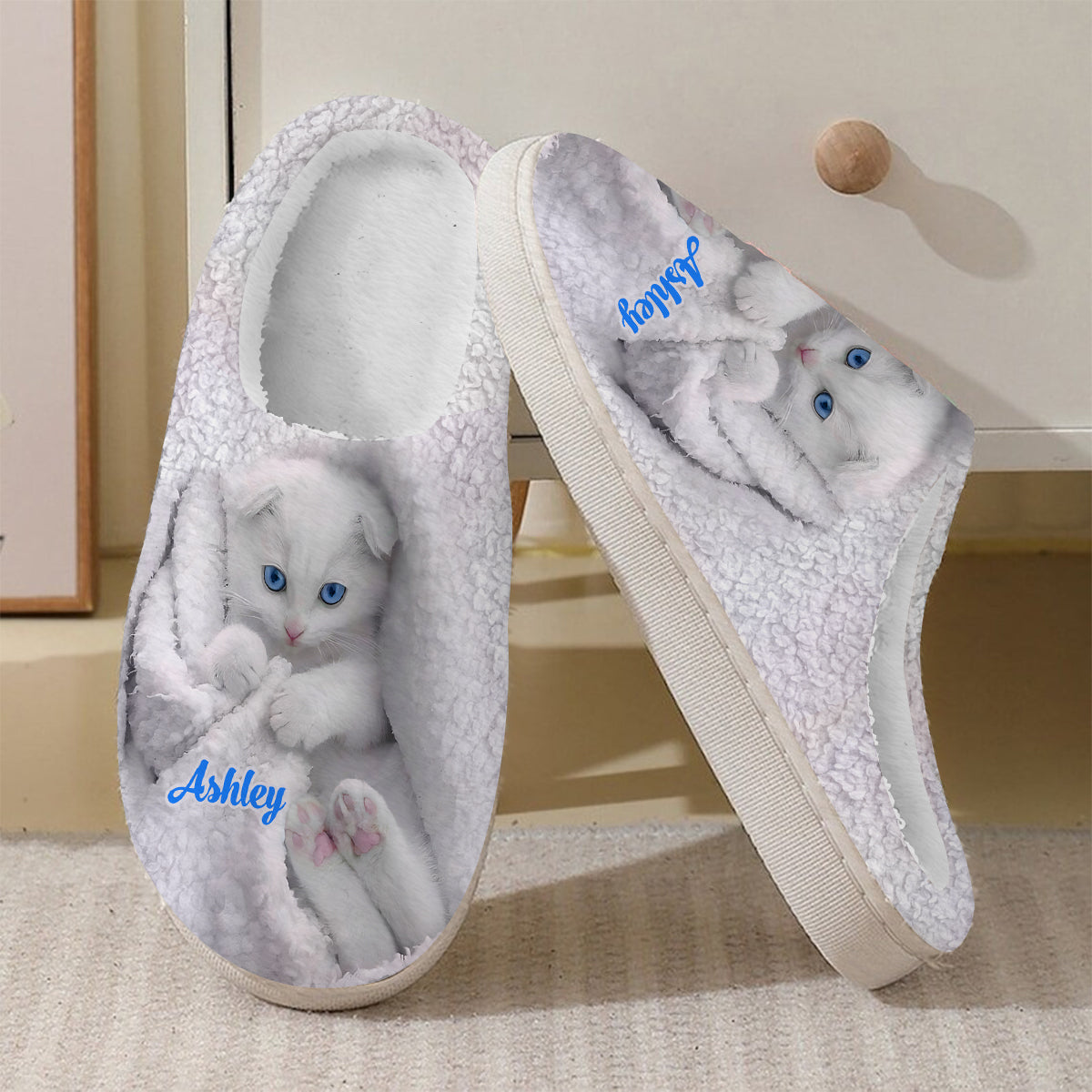 Happy Kitty - Personalized Cat Slippers