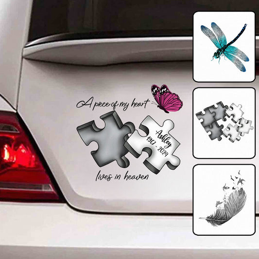 Memorial Butterfly Dragonfly Heaven Feather - Personalized Memorial Decal Full