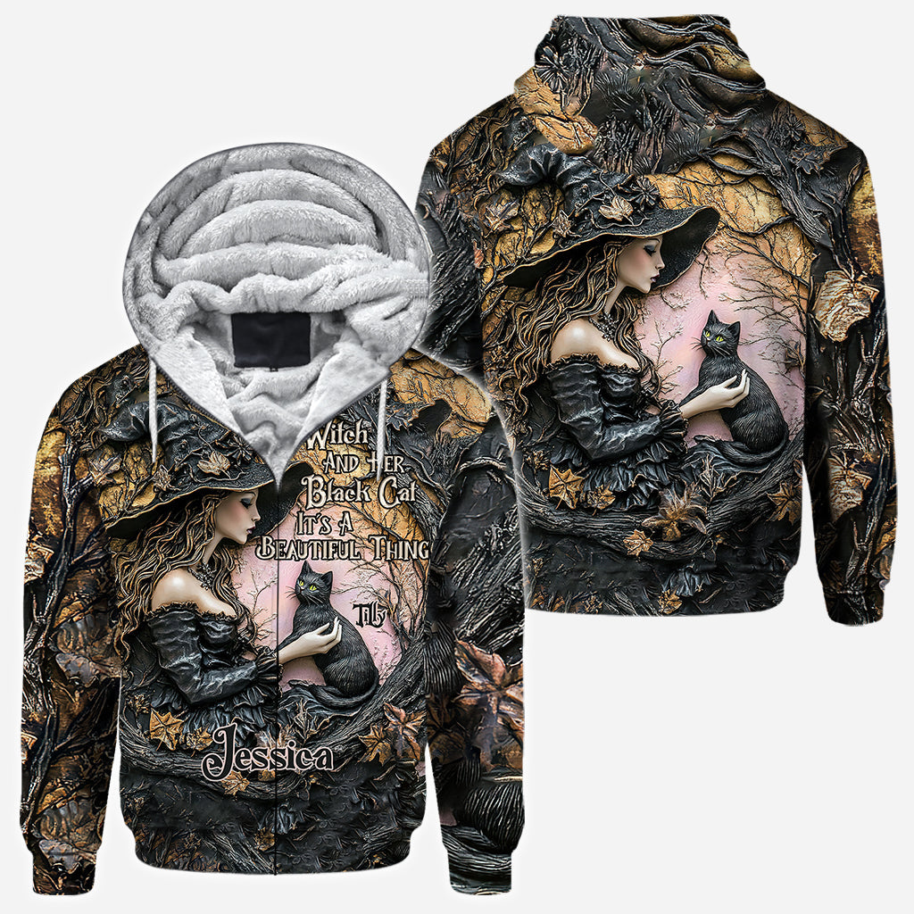 A Witch And Her Black Cat It's A Beautiful Thing - Personalized Witch All Over Shirt