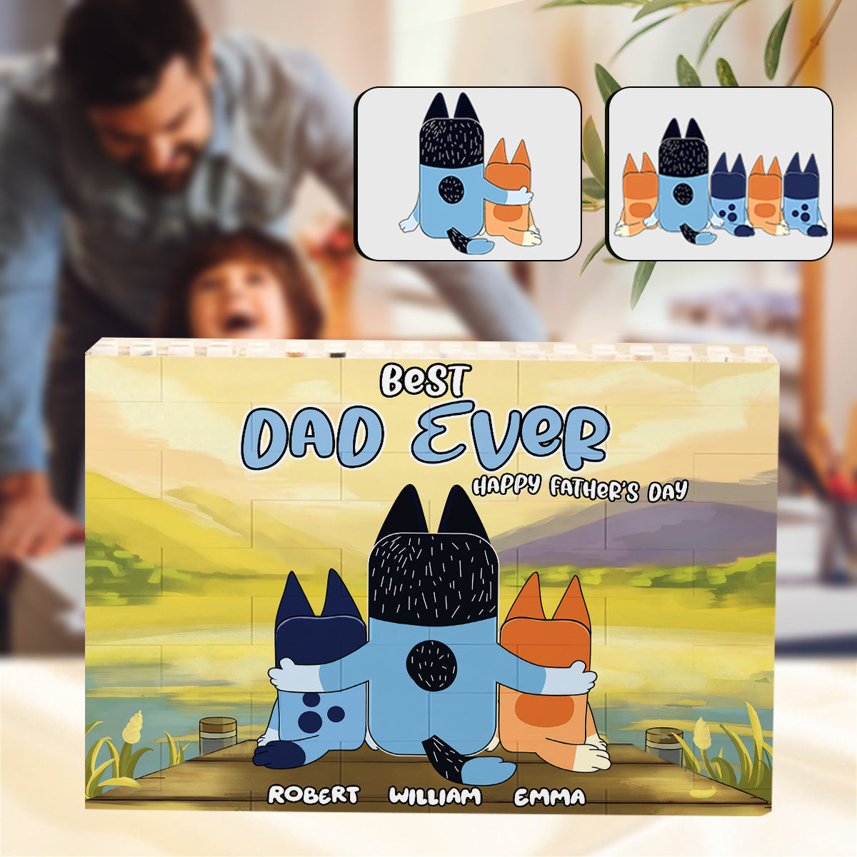 Best Dad Ever - Personalized Father One-sided Horizontal Rectangle Building Brick Blocks