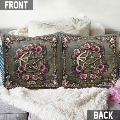 Mystical Witch Ancient Roses - Personalized Witch Throw Pillow