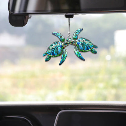 Love Turtles - Personalized Turtle Car Ornament