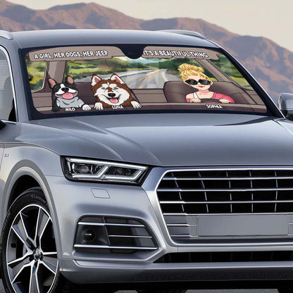 A Girl, Her Dog, Her Jeep - Personalized Dog Car Sunshade
