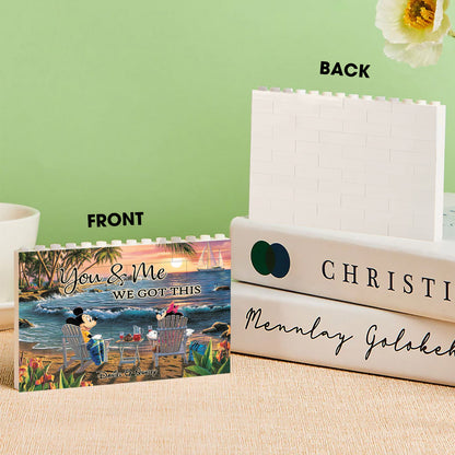 Couple Beach Tropical Landscape - Personalized Mouse One-sided Horizontal Rectangle Building Brick Blocks
