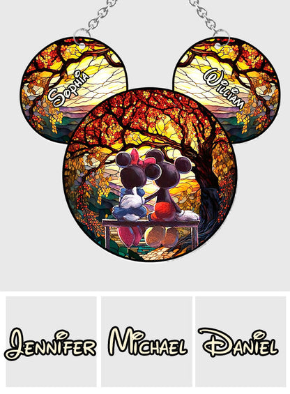Romantic Mouse Couple - Personalized Mouse Window Hanging Suncatcher Ornament