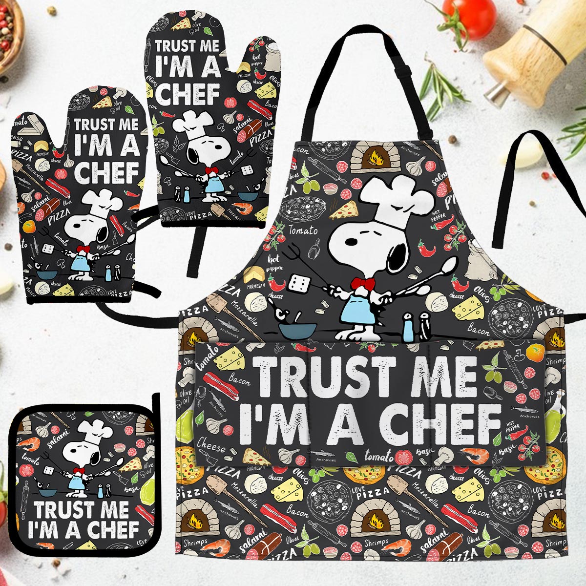 Trust Me Cute Dogs Apron, Oven Mitts & Pot Holder