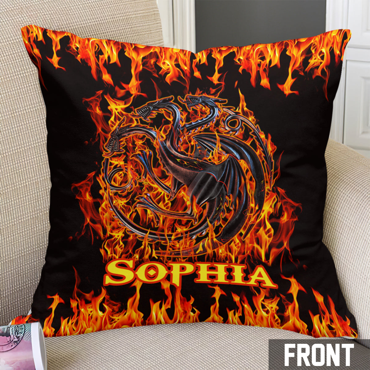 Fire And Blood Dragons - Personalized Thrones Game Throw Pillow