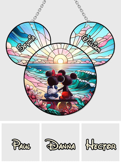 Romantic Sunrise - Personalized Mouse Window Hanging Suncatcher Ornament