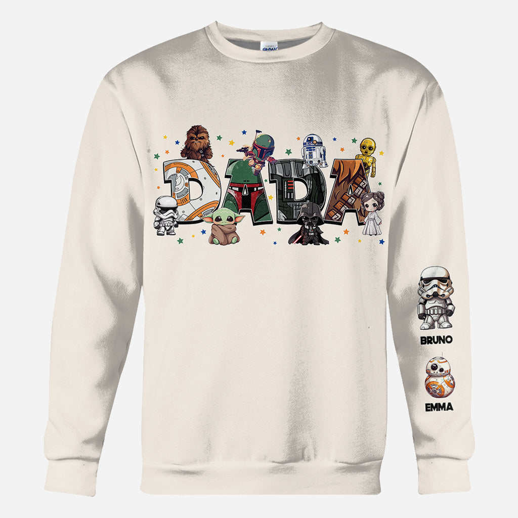 Dada Best Dad In The Galaxy Any Title - Personalized The Force All Over Shirt