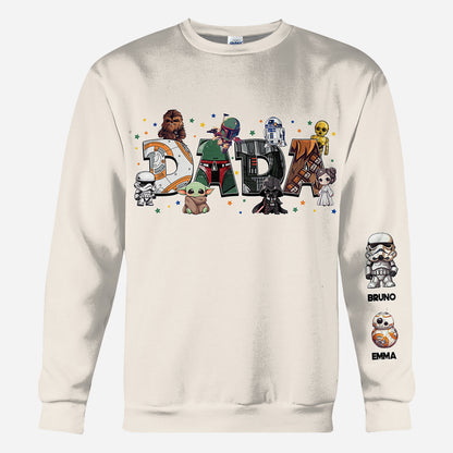 Dada Best Dad In The Galaxy Any Title - Personalized The Force All Over Shirt
