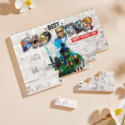 Best Dad Ever - Personalized The Hero's Legend One-sided Horizontal Rectangle Building Brick Blocks