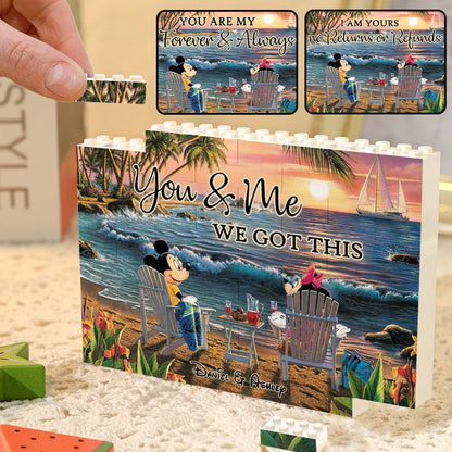 Couple Beach Tropical Landscape - Personalized Mouse One-sided Horizontal Rectangle Building Brick Blocks