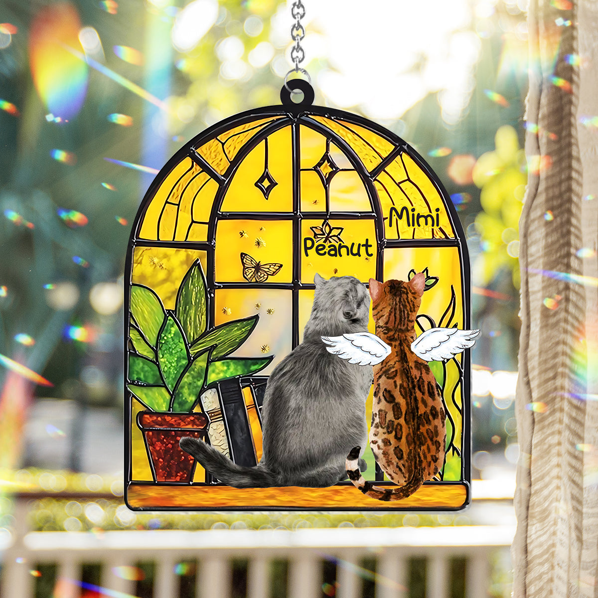 Stunning Cats By The Window - Personalized Cat Window Hanging Suncatcher Ornament