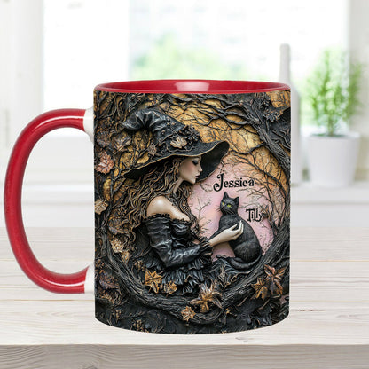 A Witch And Her Black Cat It's A Beautiful Thing - Personalized Witch Accent Mug
