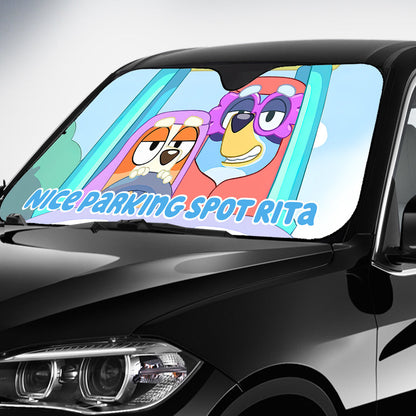 Nice Parking Spot Cool Blue Dog - Personalized Car Sunshade