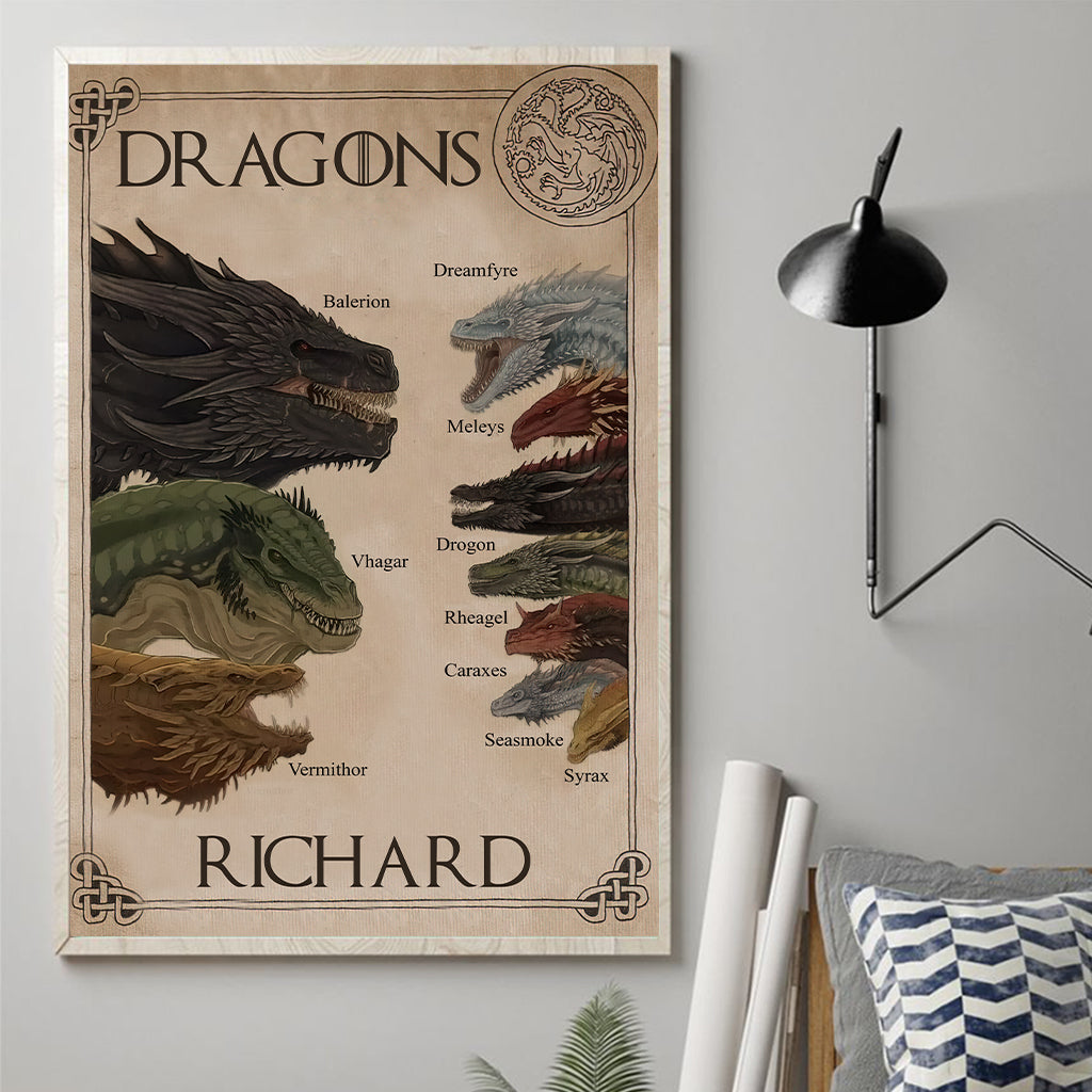 All The Dragons - Personalized Thrones Game Canvas And Poster