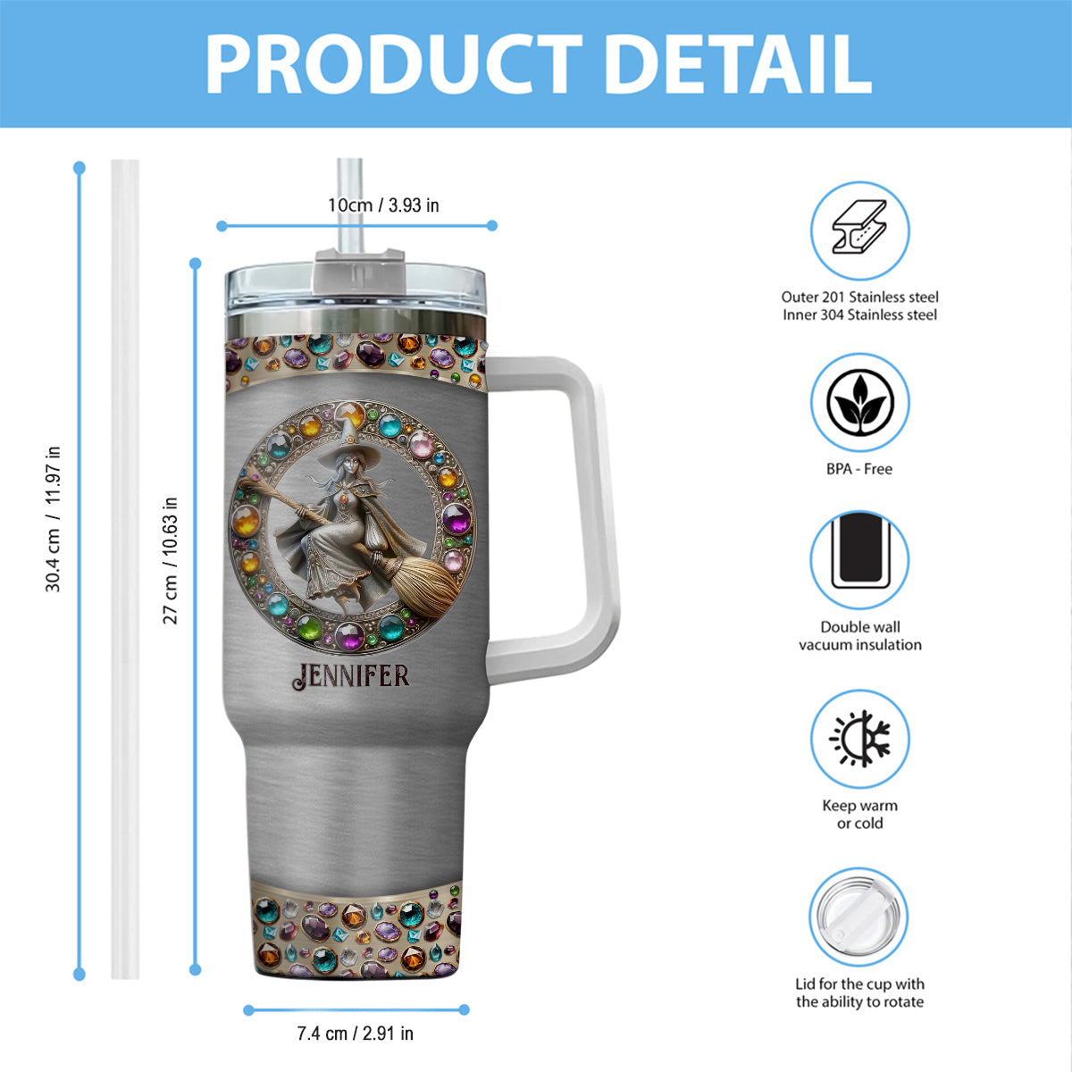 Beautiful Witch - Personalized Witch Tumbler With Handle