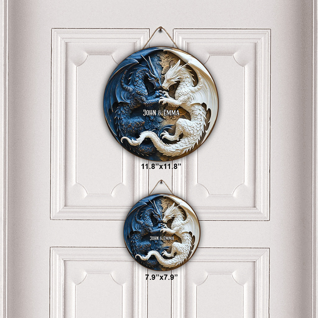 Love Dragons - Personalized Dragon Round Wood Sign