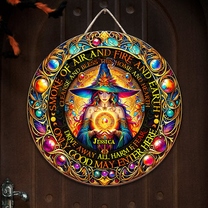 Smoke Of Air And Fire And Earth - Personalized Witch Round Wood Sign